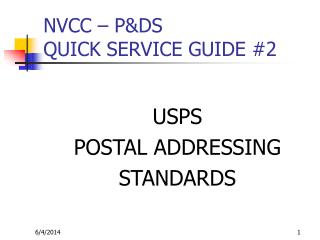 NVCC – P&DS QUICK SERVICE GUIDE #2