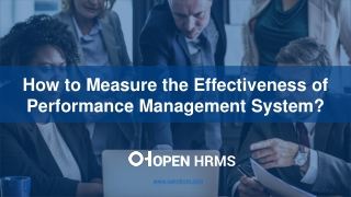 Effectiveness of Performance Management System