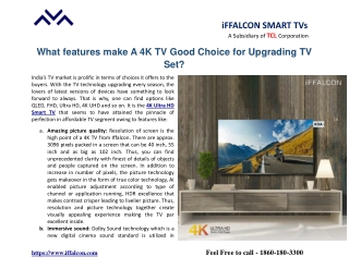 What Features Make A 4K TV Good Choice For Upgrading TV Set?