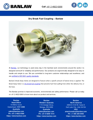 Dry Break Fuel Coupling – Banlaw