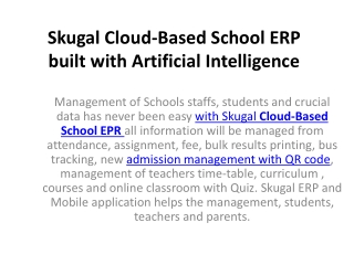 Skugal Cloud-Based School ERP built with Artificial Intelligence