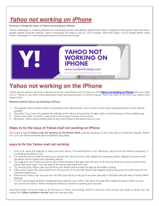 Yahoo not working on iPhone