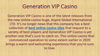 Generation VIP Casino - Best New Casino Site UK - Get Up to £200 Bonus