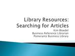 Library Resources: Searching for Articles