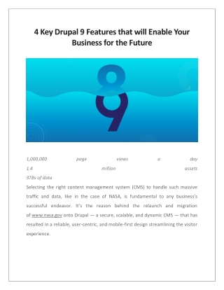 4 Key Drupal 9 Features that will Enable Your Business for the Future