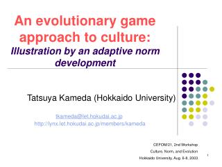 An evolutionary game approach to culture: Illustration by an adaptive norm development