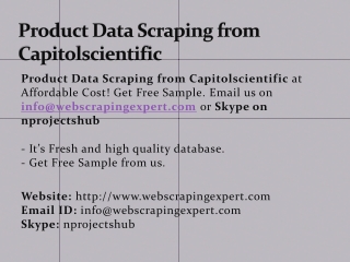 Product Data Scraping from Capitolscientific