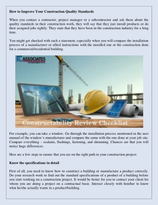 How to Improve Your Construction Quality Standards