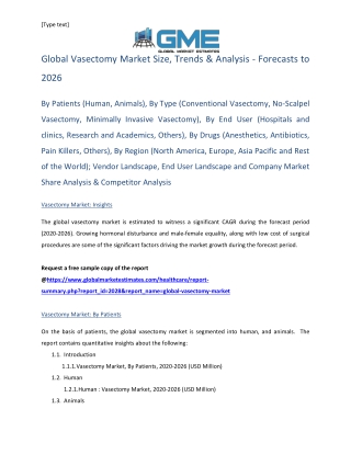 Global Vasectomy Market Size, Trends & Analysis - Forecasts to 2026