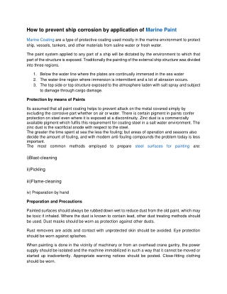 How to prevent ship corrosion by application of Marine Paint