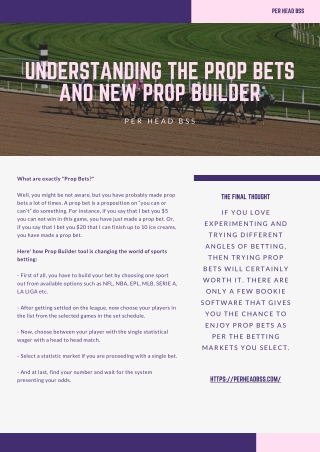 Per Head BSS: Understand The Prop Bets And New Prop Builder