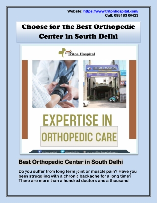 Choose for the Best Orthopedic Center in South Delhi