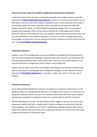 Xamarin Vs Flutter: Best cross-platform application development framework?