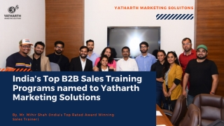 India’s Top B2B Sales Training Programs named to Yatharth Marketing Solutions