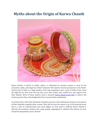 Myths about the Origin of Karwa Chauth