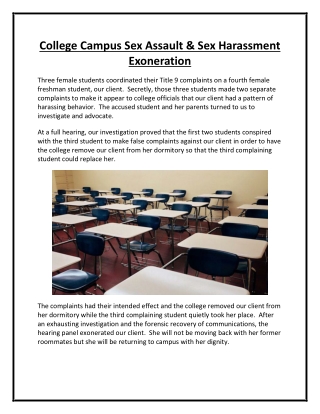 College Campus Sex Assault & Sex Harassment Exoneration