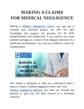 Make a Medical Negligence Claims - Medical Negligence Solicitors