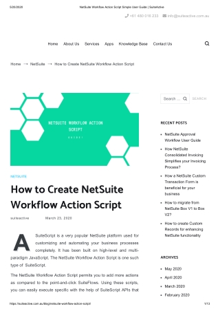 How to Create NetSuite Workflow Action Script