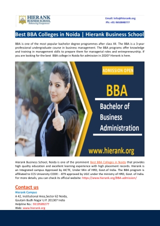 BBA Admission in Delhi | Hierank Business School