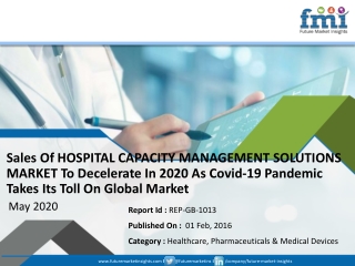 HOSPITAL CAPACITY MANAGEMENT SOLUTIONS MARKET To Suffer Slight Decline In 2020, Efforts To Mitigate Coronavirus-Related