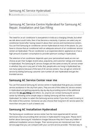 Samsung AC Service Center in Hyderabad