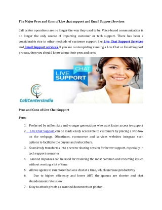 The Major Pros and Cons of Live chat support and Email Support Services