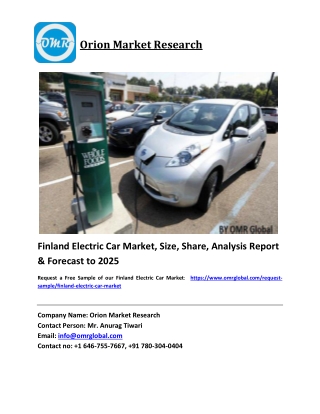 Finland Electric Car Market Growth, Size, Share, Industry Report and Forecast 2019-2025