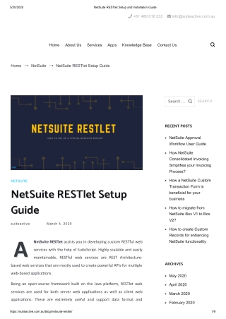 NetSuite RESTlet Setup Guide