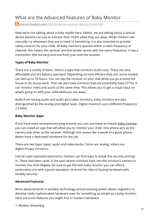 What are the Advanced Features of Baby Monitor