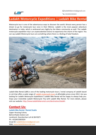 Ladakh Motorcycle Expeditions-Ladakh Bike Rental
