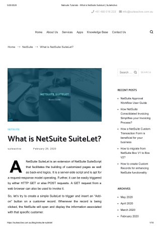 What is NetSuite SuiteLet?