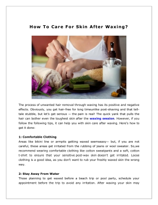 How To Care For Skin After Waxing?