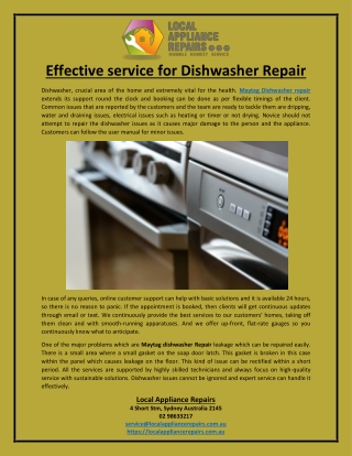 Effective Service for Dishwasher Repair