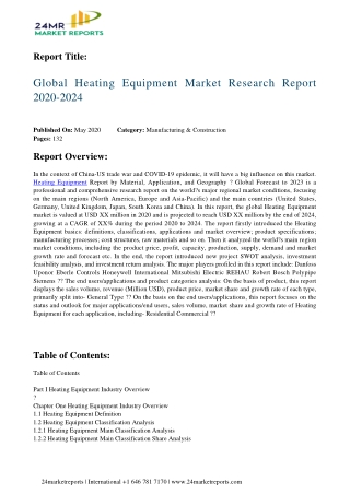 Heating Equipment Market Research Report 2020-2024