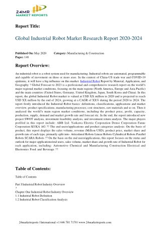 Industrial Robot Market Research Report 2020-2024