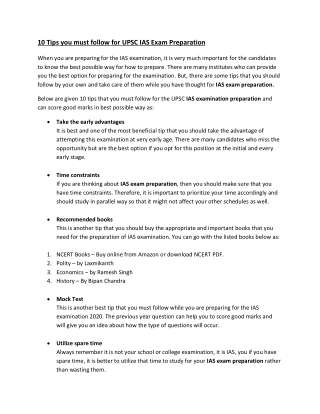 10 Tips you must follow for UPSC IAS Exam Preparation