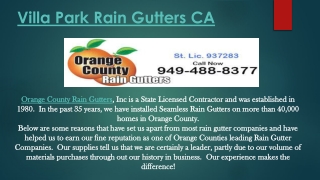 Villa Park Rain Gutters CA