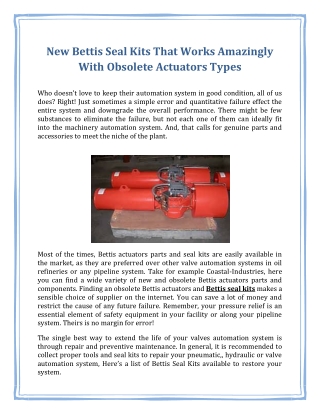 New Bettis Seal Kits That Works Amazingly With Obsolete Actuators Types