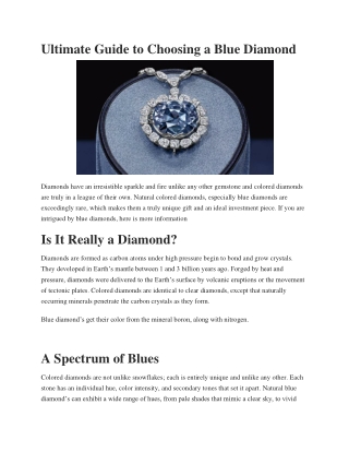 Ultimate Guide to Choosing a Blue Diamond