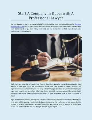 Start A Company in Dubai with A Professional Lawyer