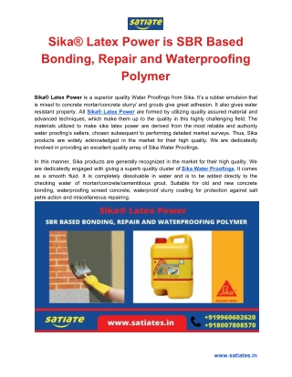 Sika® Latex Power is SBR Based Bonding, Repair and Waterproofing Polymer