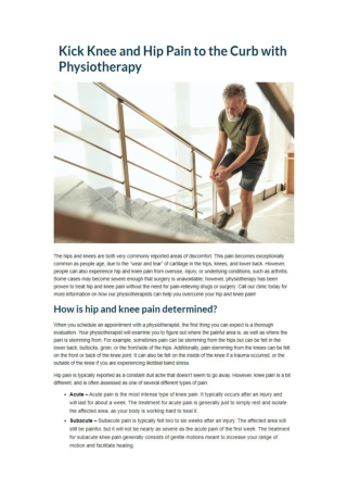Kick Knee and Hip Pain to the Curb with Physiotherapy