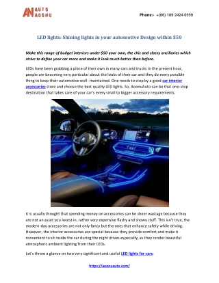 LED lights: Shining lights in your automotive Design within $50