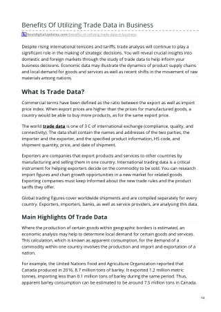 Benefits Of Utilizing Trade Data in Business