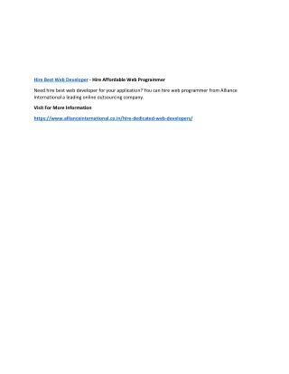 Hire Best Web Developer - Hire Affordable Web Programmer