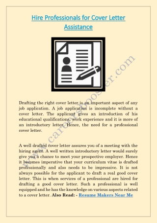 Hire Professionals for Cover Letter Assistance