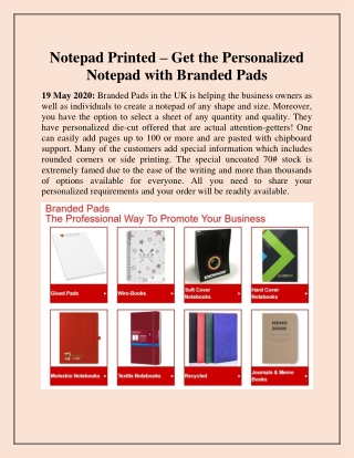 Notepad Printed – Get the Personalized Notepad with Branded Pads
