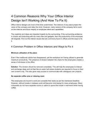 4 Common Reasons Why Your Office Interior Design Isn't Working (And How to Fix It)