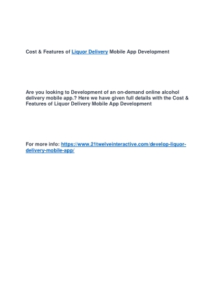 Cost & Features of Liquor Delivery Mobile App Development