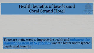 Health benefits of beach sand by Coral Strand Hotel